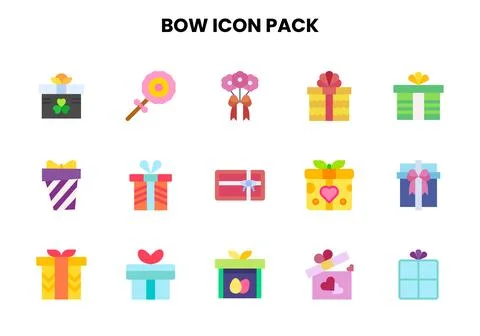 Bow Flat Bundle Icons Pack Illustrazione stock