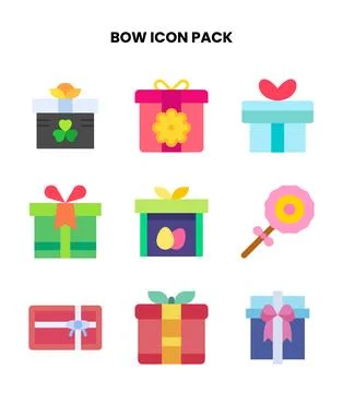 Bow Flat Collection Icons Pack 스톡 일러스트