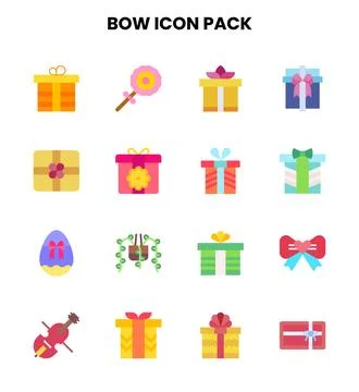 Bow Flat Scalable Icons Pack 스톡 일러스트