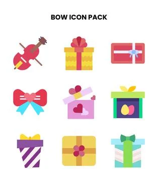 Bow Flat SVG Icons Pack 스톡 일러스트