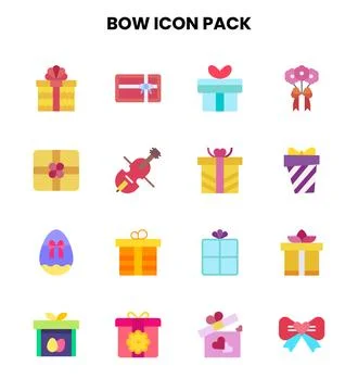 Bow Flat Vector Icons Pack Stock Illustration
