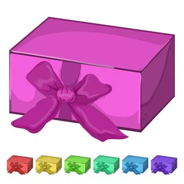 Bow gift box cartoon vector graphic Stock Illustration