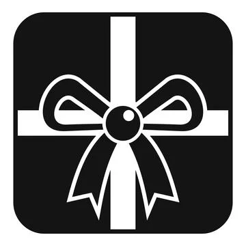 Bow gift box icon simple vector. Shop prize parcel 스톡 일러스트