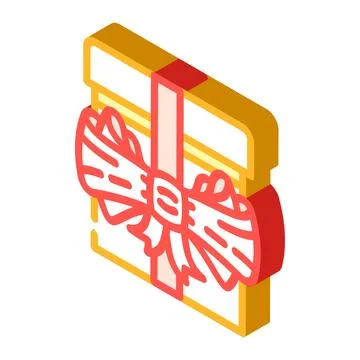 Bow gift box isometric icon vector illustration 스톡 일러스트