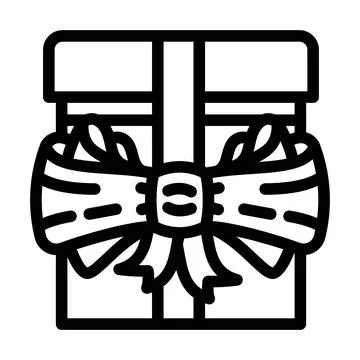 Bow gift box line icon vector illustration 스톡 일러스트