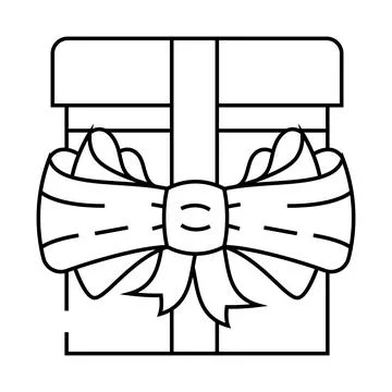 Bow gift box line icon vector illustration Stock Illustration