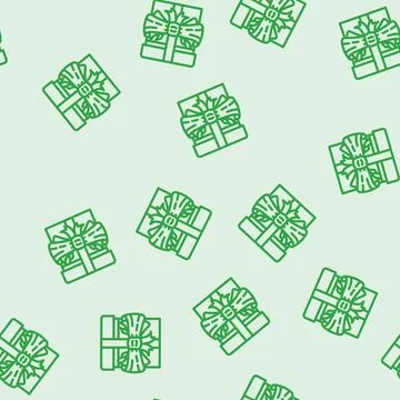 Bow gift box line vector seamless pattern 스톡 일러스트