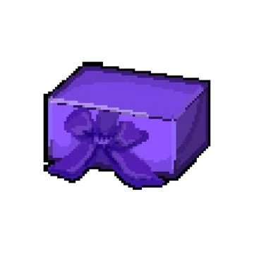 Bow gift box pixel art vector illustration Stock Illustration