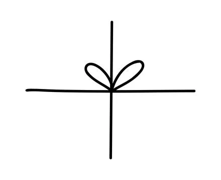 Bow gift ribbon line simple element set. Hand drawn doodle stroke ribbon bow Stock Illustration