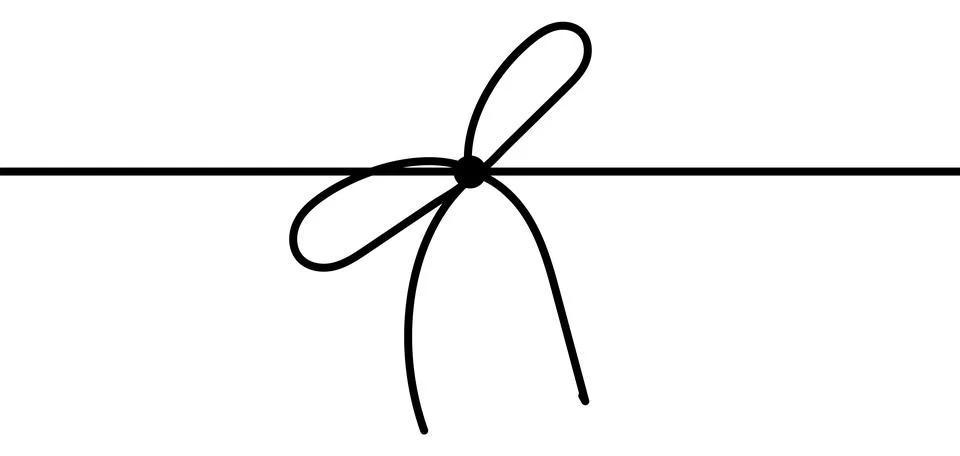 Bow on gift ribbon string vector silhouette icon. Stock Illustration