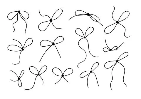 Bow on gift ribbon string vector black silhouette icon. Stock Illustration