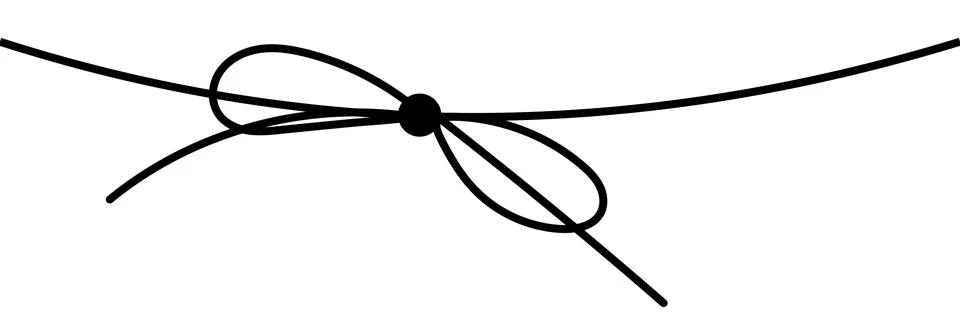 Bow on gift ribbon string vector silhouette icon. Stock Illustration