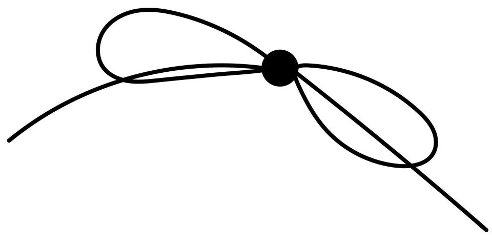 Bow on gift ribbon string vector silhouette icon. Stock Illustration