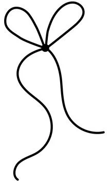 Bow on gift ribbon string vector silhouette icon. Stock Illustration