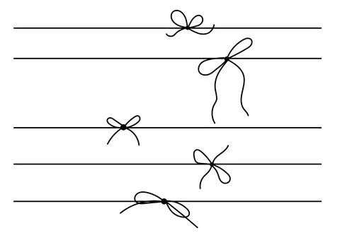 Bow on gift ribbon string vector silhouette icon set. Stock Illustration