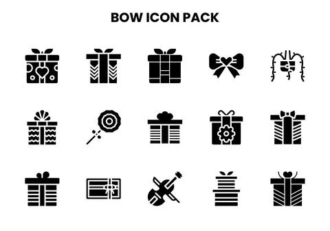 Bow Glyph Bundle Icons Pack 스톡 일러스트