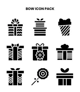 Bow Glyph Graphics Icons Pack 库存插图