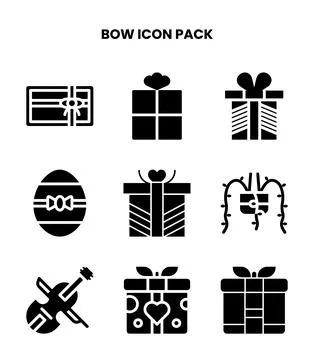 Bow Glyph Scalable Icons Pack Stock Illustration