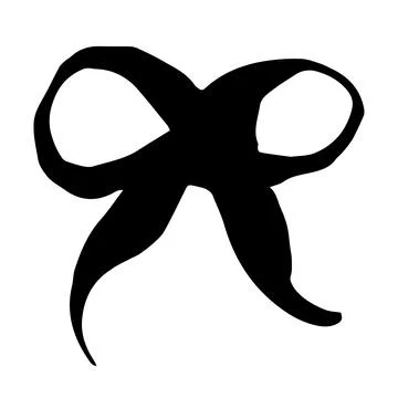 Bow hand painted with brush. Doodle hair bow or bow tie icon isolated on white Illustrazione stock
