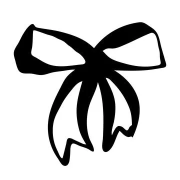 Bow hand painted with brush. Doodle hair bow or bow tie icon isolated on white Illustrazione stock