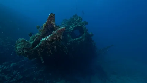 Bow with hole for lodging of the bowsprit of the Carnatic shipwreck,RedSea,Egypt Stock Footage 88338213