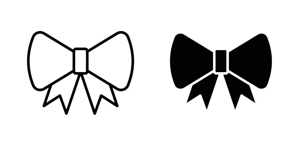 Bow icon vector concepts, line and silhouette style Illustrazione stock