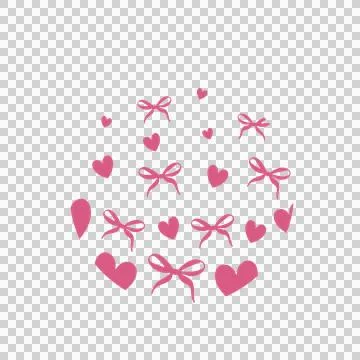 Bow Keychain Decorative Bows And Hearts Circular Pattern Illustrazione stock