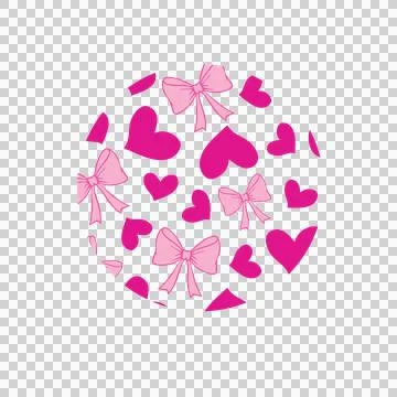 Bow Keychain Heart And Circular Pattern Patterning Stock-Illustration