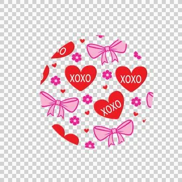 Bow Keychain Xoxo Circular Black Pattern With Hearts bows Stock-Illustration