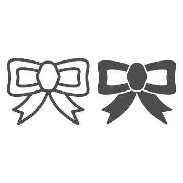 Bow line and solid icon. Festive ribbon tiesymbol, outline style pictogram on Stock Illustration