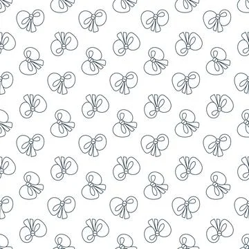 Bow line art on white background seamless pattern, Festive knotted bow Stock Illustration