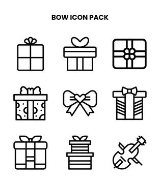 Bow Line Design Icons Pack Stock Illustration