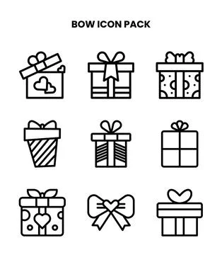 Bow Line Set Icons Pack Stock Illustration