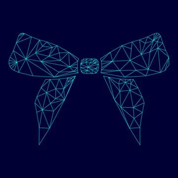 Bow in low poly triangulation triangulated polygonal electric cyan blue vib.. Stock Illustration