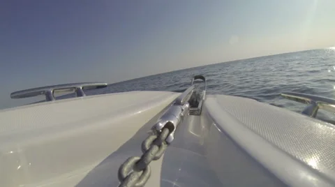 Bow of a navigating maxi rib Stock Footage 67569150
