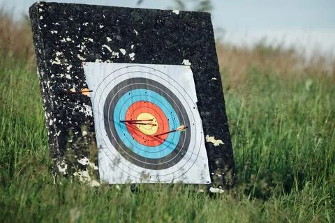 Bow outdoor target on the grass Stock Photos