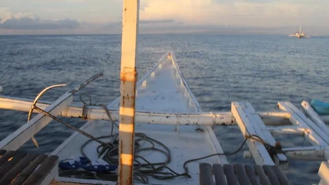 From the bow of Philippine outrigger Stock Footage 129806832