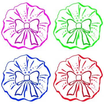 Bow, pictogram, set Illustrazione stock