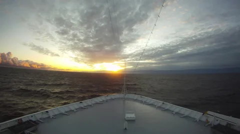 Bow point of view of cruise ship on the Sea at sunset Time-Lapse HD Stock Footage 50541980