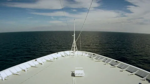 Bow point of view of cruise ship on the Ocean real-time HD Stock Footage 50542666