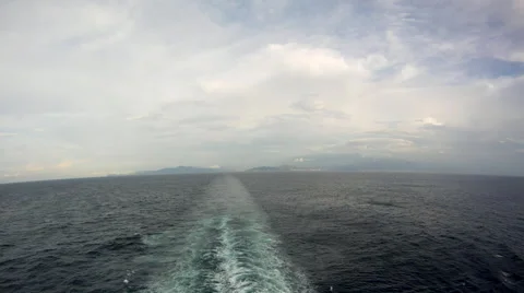 Bow point of view of cruise ship stern in the Caribbean Sea time-lapse HD  Stock Footage 50557477