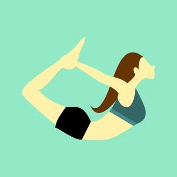 Bow Pose Yoga Posture Vector Illustration 库存插图