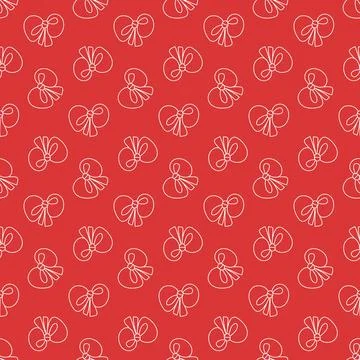 Bow on a red background seamless pattern, festive ribbon tied into a bow Stock Illustration