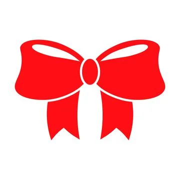 Bow Red Icon On White Background. Red Flat Style Stock Illustration