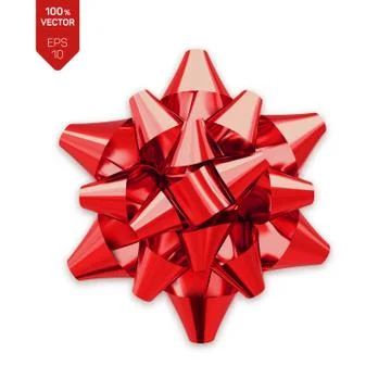 Bow. Red realistic gift bow isolated on white background. Vector illustration Illustrazione stock