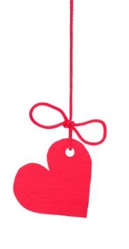 Bow with red tag "heart" Stock Photos