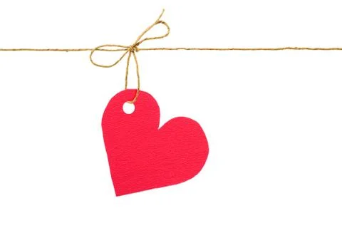 Bow with red tag "heart" Stock Photos
