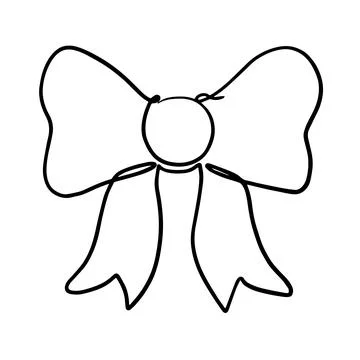 Bow ribbon in continuous one line style. Cute template in single line style f Stock Illustration
