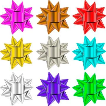 Bow ribbon in editable colors. Only need to change base color. Isolated. Stock Illustration