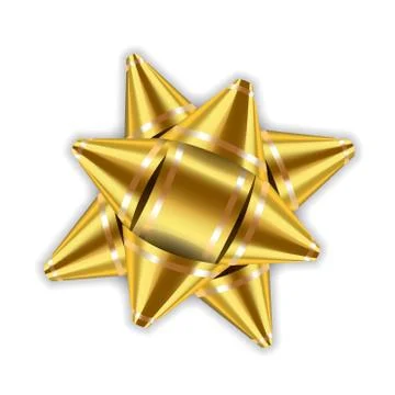 Bow ribbon gold christmas vector isolated Stock Illustration